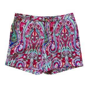 LAUREN Ralph Lauren Women’s Shorts Size 10 Red Paisley Summer Resort Hi Rise